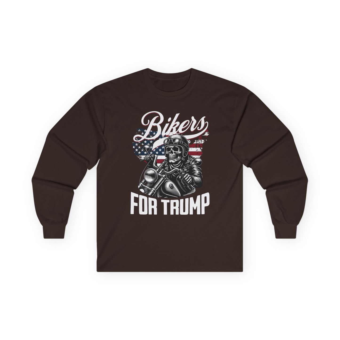 Bikers for Trump Tee, Political Activist Shirt, Unisex Long Sleeve Top, Patriotic Apparel, Election Supporter Gift