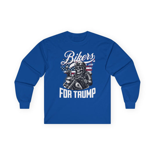 Bikers for Trump Tee, Political Activist Shirt, Unisex Long Sleeve Top, Patriotic Apparel, Election Supporter Gift