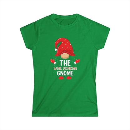 Wine Drinking Gnome Women's Tee, Funny Wine Lover Shirt, Cute Gnome T-Shirt, Women's Graphic Tee, Drinking Shirt for Her, Wine Gift