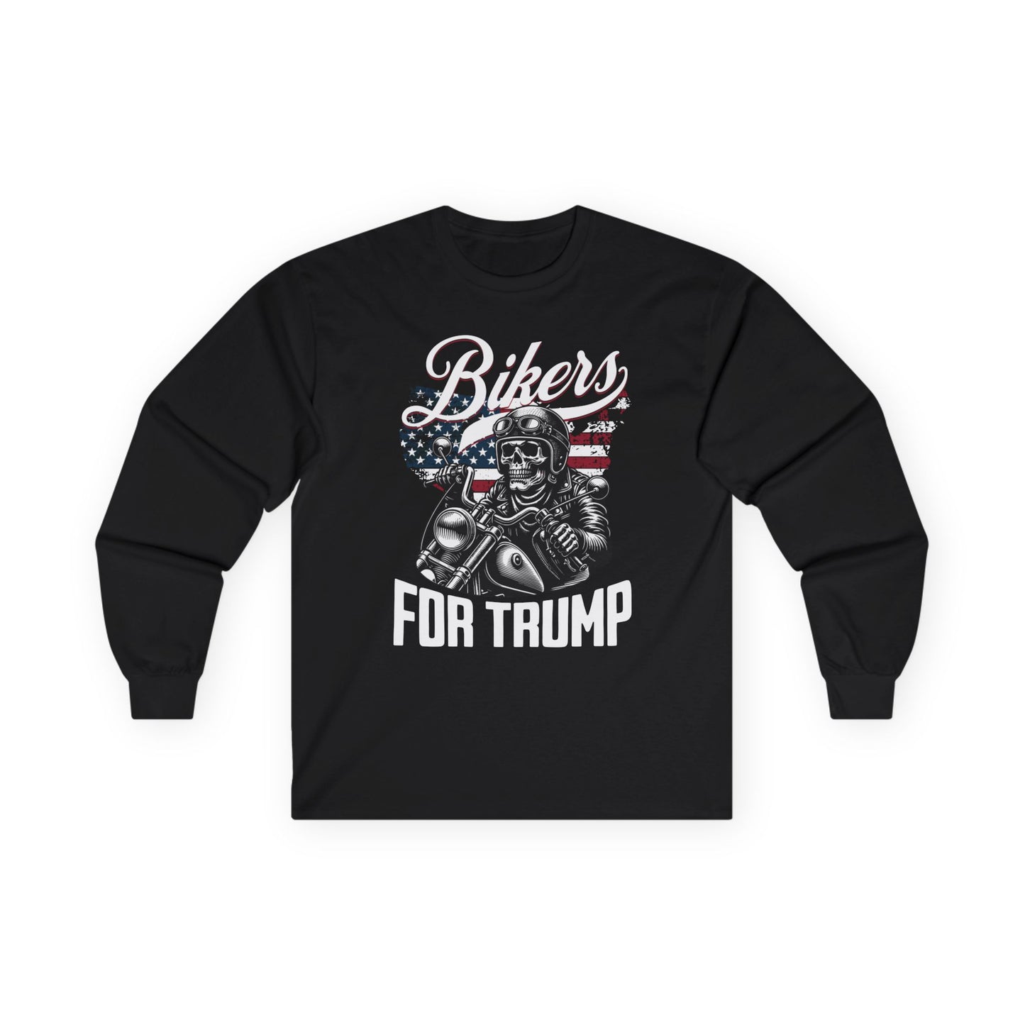 Bikers for Trump Tee, Political Activist Shirt, Unisex Long Sleeve Top, Patriotic Apparel, Election Supporter Gift