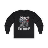 Bikers for Trump Tee, Political Activist Shirt, Unisex Long Sleeve Top, Patriotic Apparel, Election Supporter Gift