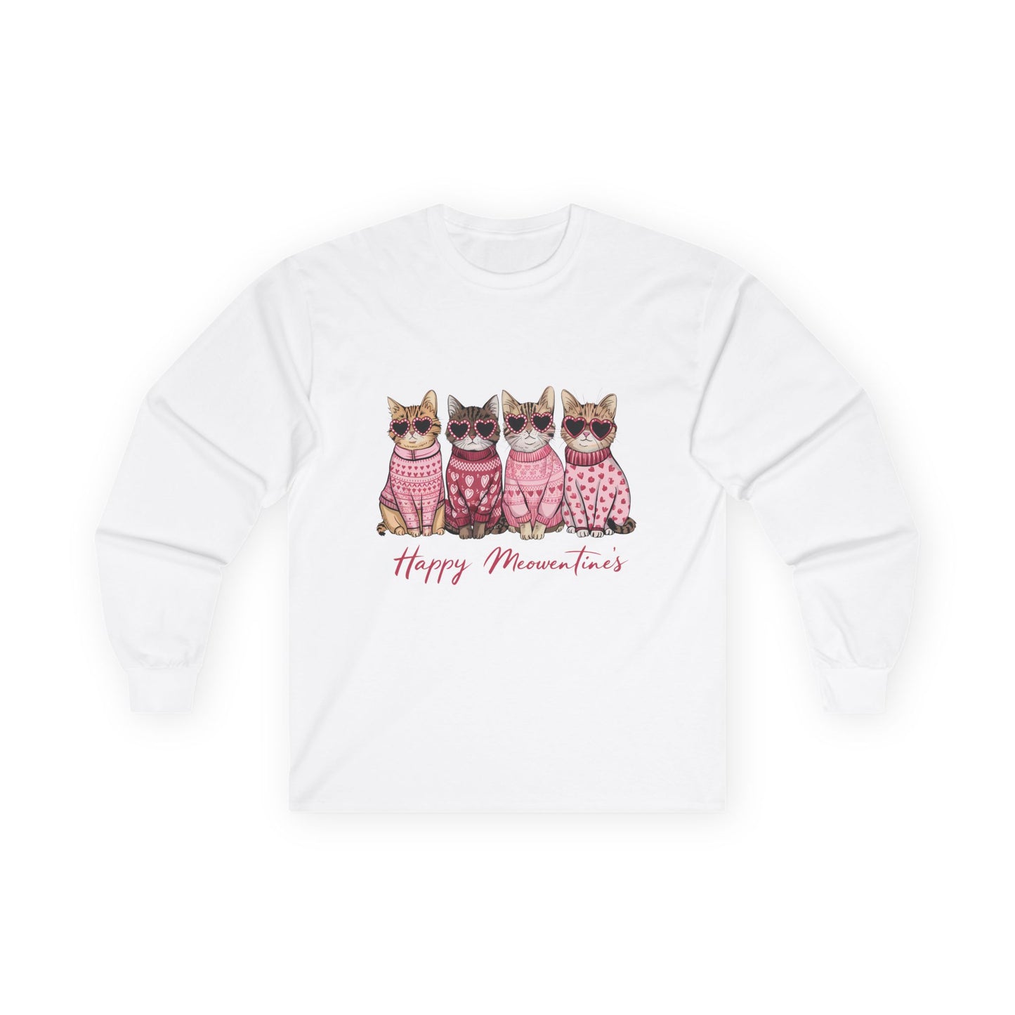 Long Sleeve Tee - Valentine Cats Design