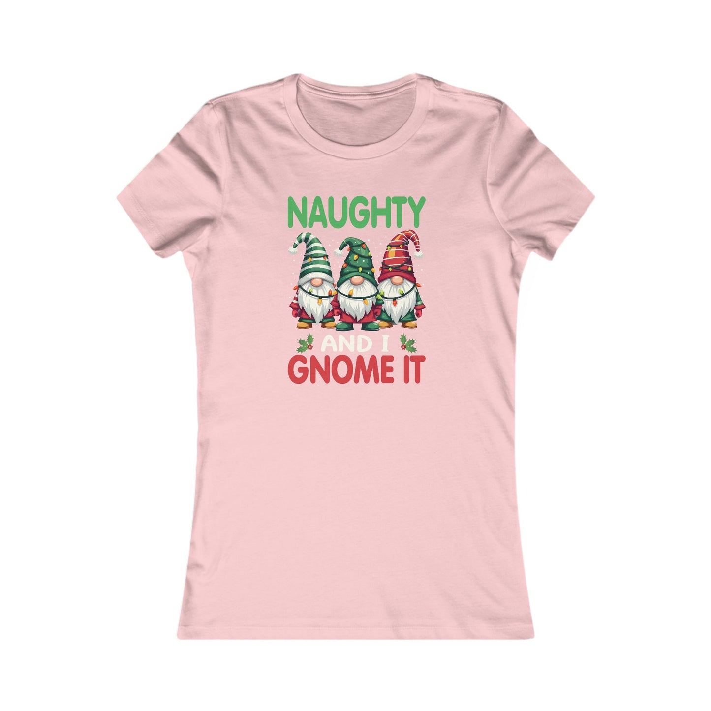 T-Shirt, Women's Naughty Gnome Graphic Tee, Humorous Gift for Her, Floral Gnome Top, Ladies' Casual Shirt, Cute