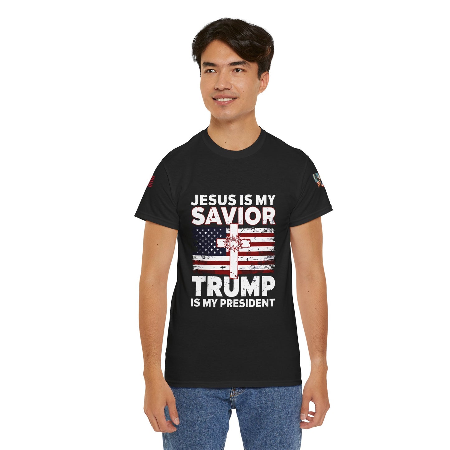 Trump Savior Cotton Tee, Political t-shirt, Patriotic shirt, Conservative apparel, Trump supporter gift, Rally shirt