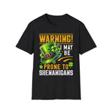 Warning! Prone to Shenanigans Unisex Softstyle T-Shirt - Fun St. Patrick's Day Tee